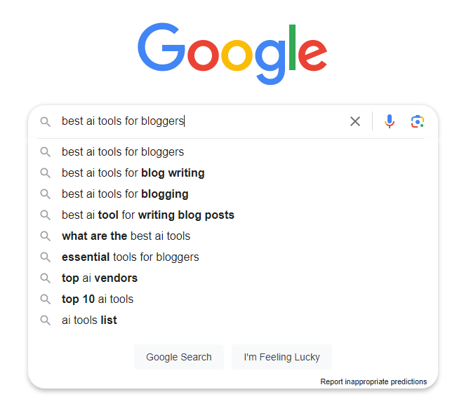 Using Google autosuggest to find popular blog topics in your niche